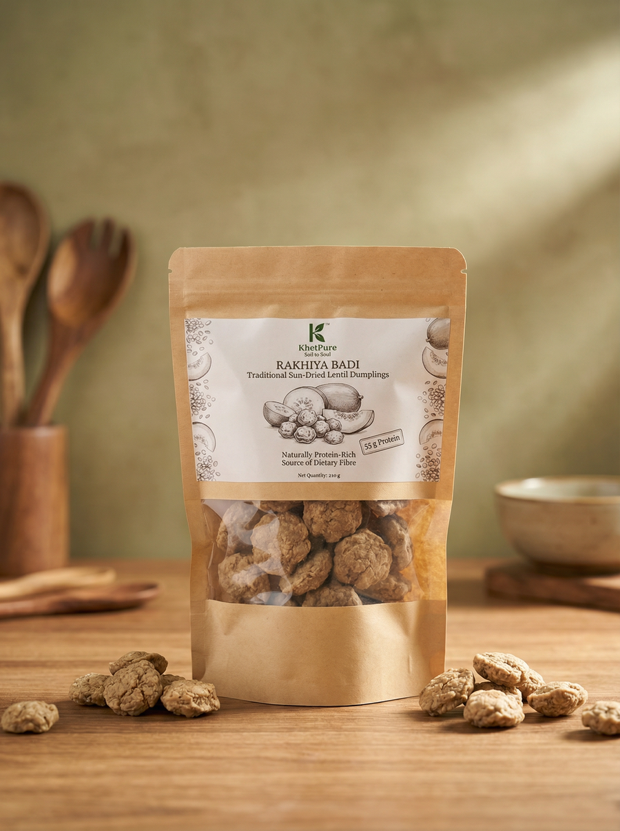KhetPure Organic Rakhiya Badi – Slow Sun-Dried, Fibre-Rich Protein