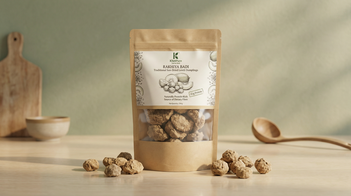 KhetPure Organic Rakhiya Badi – Slow Sun-Dried, Fibre-Rich Protein